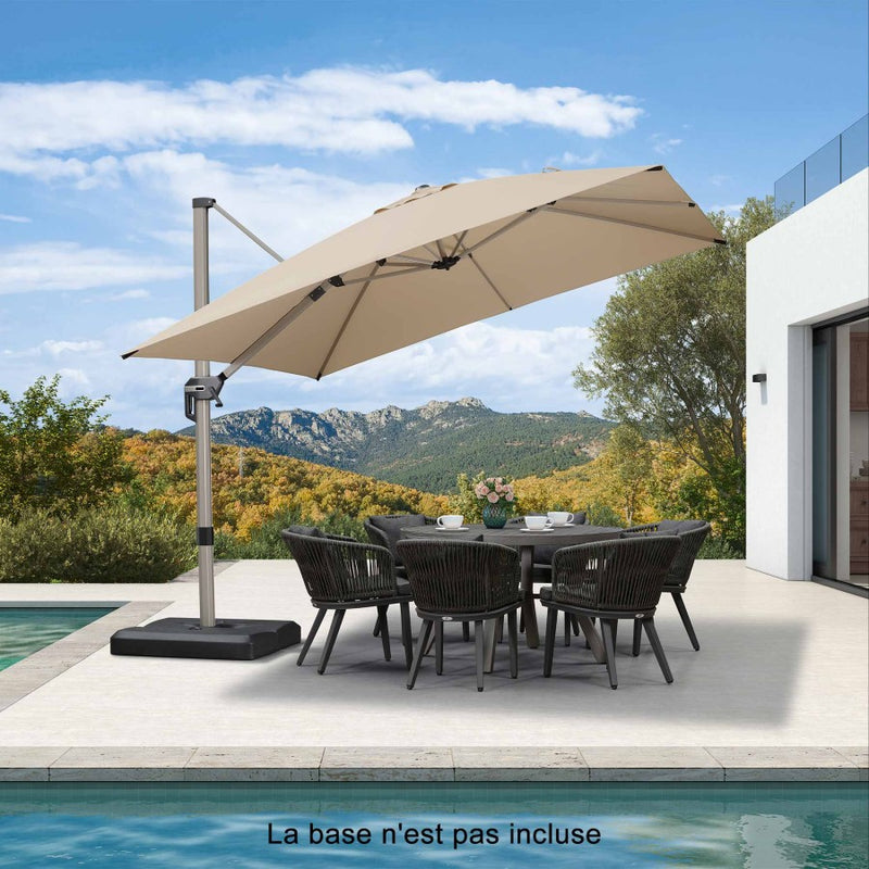 PURPLE LEAF Parasol Déporté Économique Champagne avec socle
