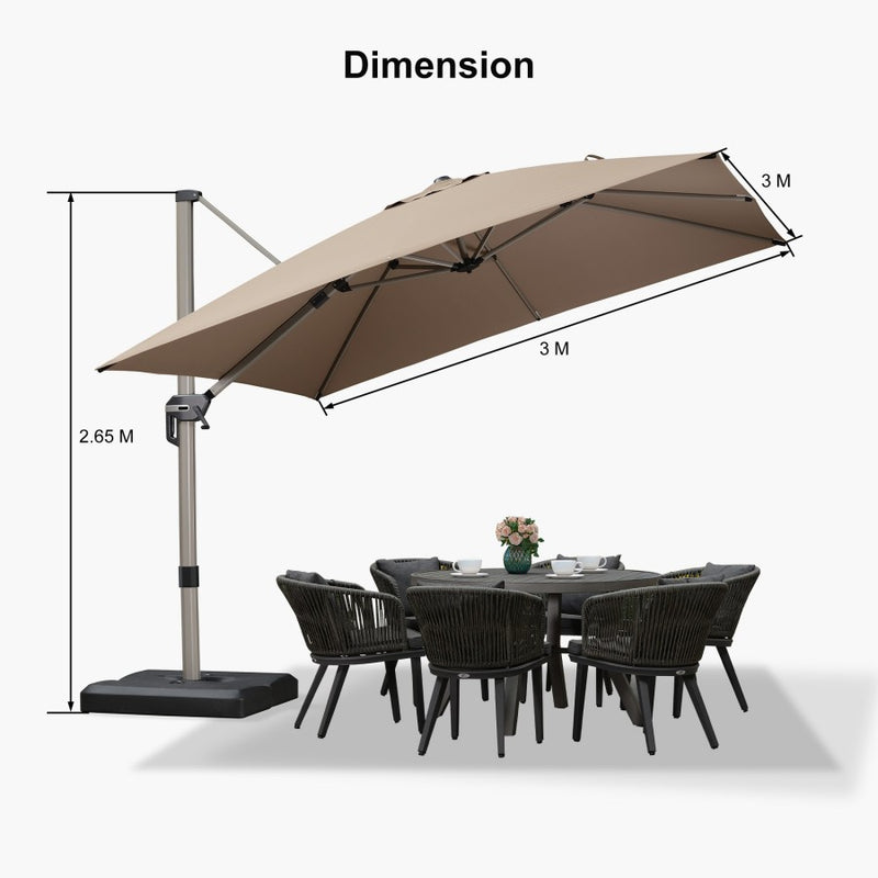 PURPLE LEAF Parasol Déporté Économique Champagne avec socle