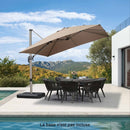 PURPLE LEAF Parasol Déporté Économique Champagne avec socle
