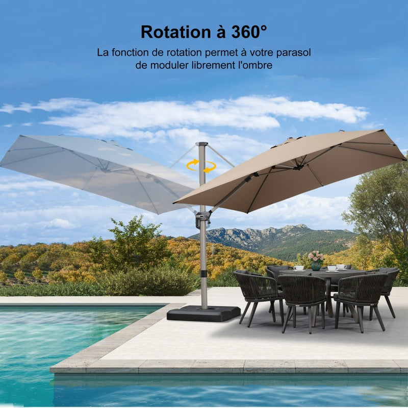 PURPLE LEAF Parasol Déporté Économique Champagne avec socle