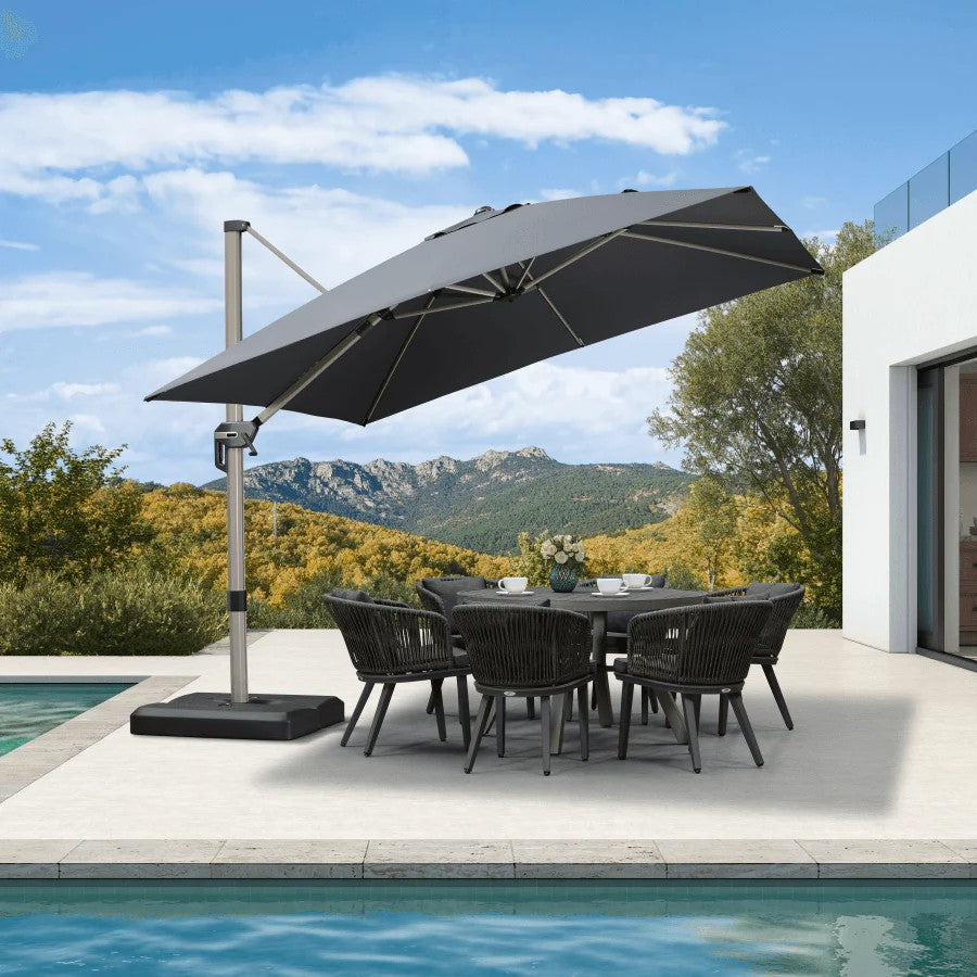 PURPLE LEAF Parasol Déporté Économique Champagne de Luxe Parasol d'Extérieur Grands Parasols de Patio Carré 3x3