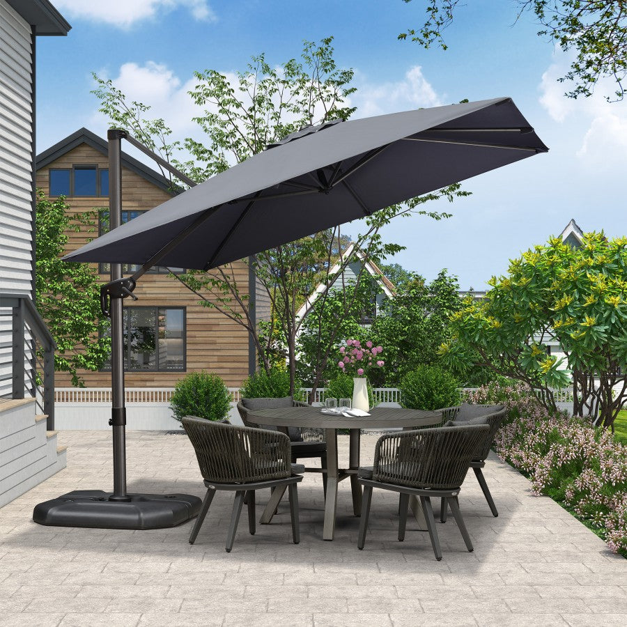 PURPLE LEAF Parasol De Jardin Exterieur Parasol Déporté Rotatif 360°, Parasol Excentré Inclinable, Parasol Suspendu Balcon