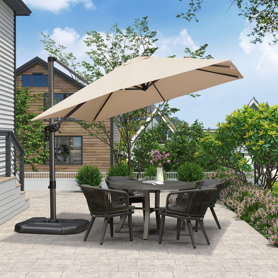 PURPLE LEAF Parasol De Jardin Exterieur Parasol Déporté Rotatif 360°, Parasol Excentré Inclinable, Parasol Suspendu Balcon
