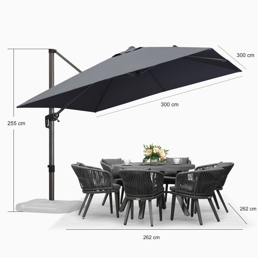 PURPLE LEAF Parasol De Jardin Exterieur Parasol Déporté Rotatif 360°, Parasol Excentré Inclinable, Parasol Suspendu Balcon