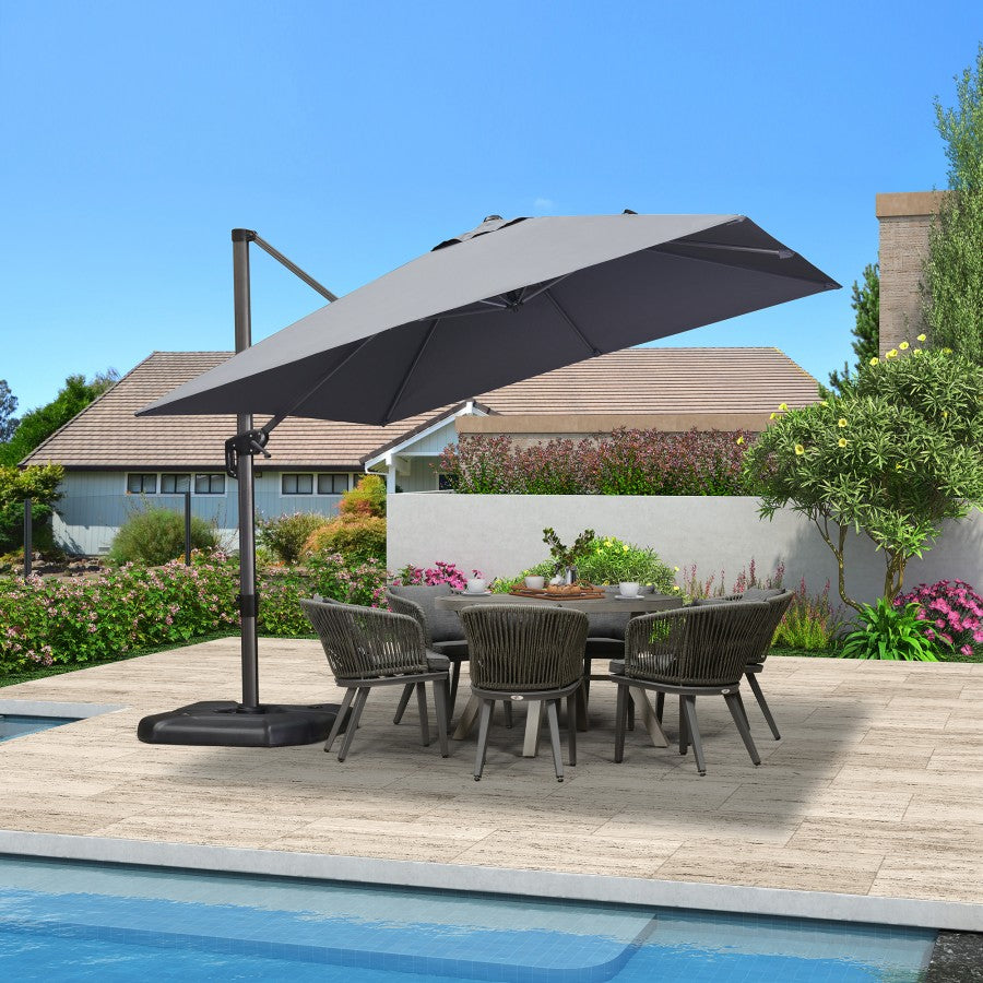 PURPLE LEAF Parasol De Jardin Exterieur Parasol Déporté Rotatif 360°, Parasol Excentré Inclinable, Parasol Suspendu Balcon