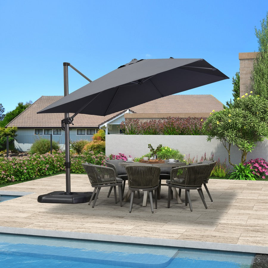 PURPLE LEAF Parasol De Jardin Exterieur Parasol Déporté Rotatif 360°, Parasol Excentré Inclinable, Parasol Suspendu Balcon