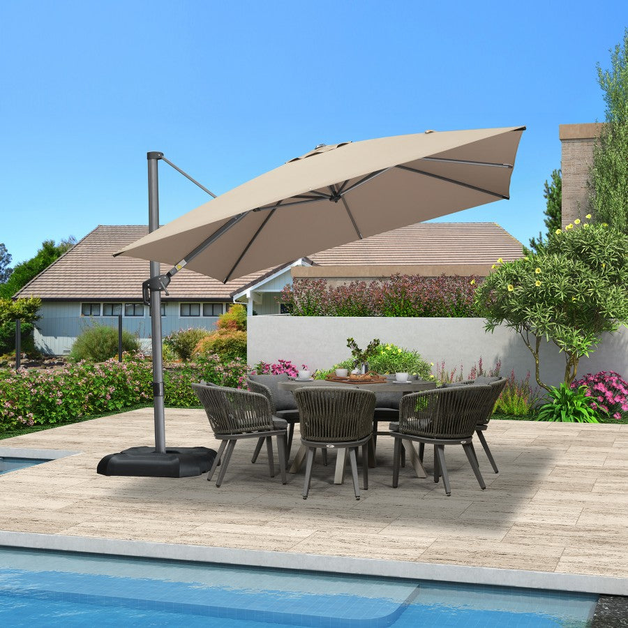 PURPLE LEAF Parasol De Jardin Exterieur Parasol Déporté Rotatif 360°, Parasol Excentré Inclinable, Parasol Suspendu Balcon