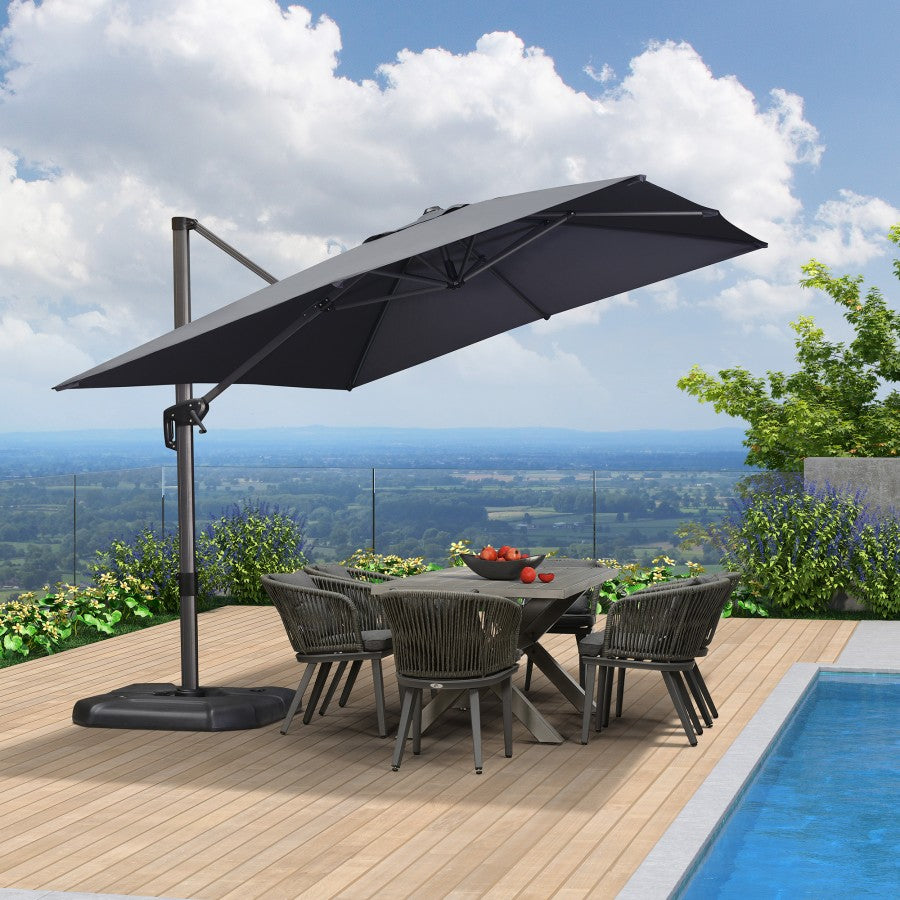 PURPLE LEAF Parasol De Jardin Exterieur Parasol Déporté Rotatif 360°, Parasol Excentré Inclinable, Parasol Suspendu Balcon