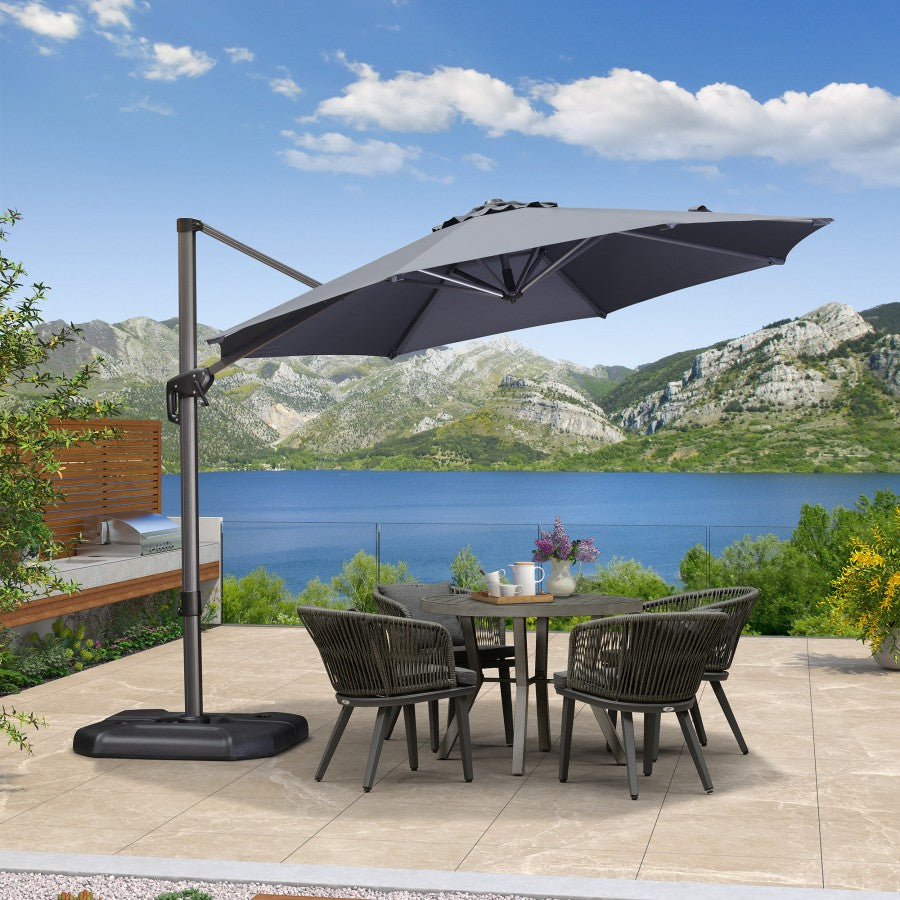 PURPLE LEAF Parasol De Jardin Extérieur Rond, Parasol Déporté Rotatif 360°, Parasol Excentré Inclinable, Parasol Suspendu Balcon