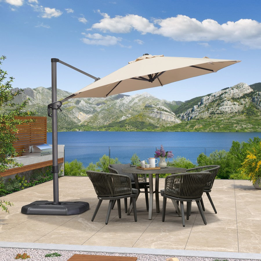 PURPLE LEAF Parasol De Jardin Extérieur Rond, Parasol Déporté Rotatif 360°, Parasol Excentré Inclinable, Parasol Suspendu Balcon