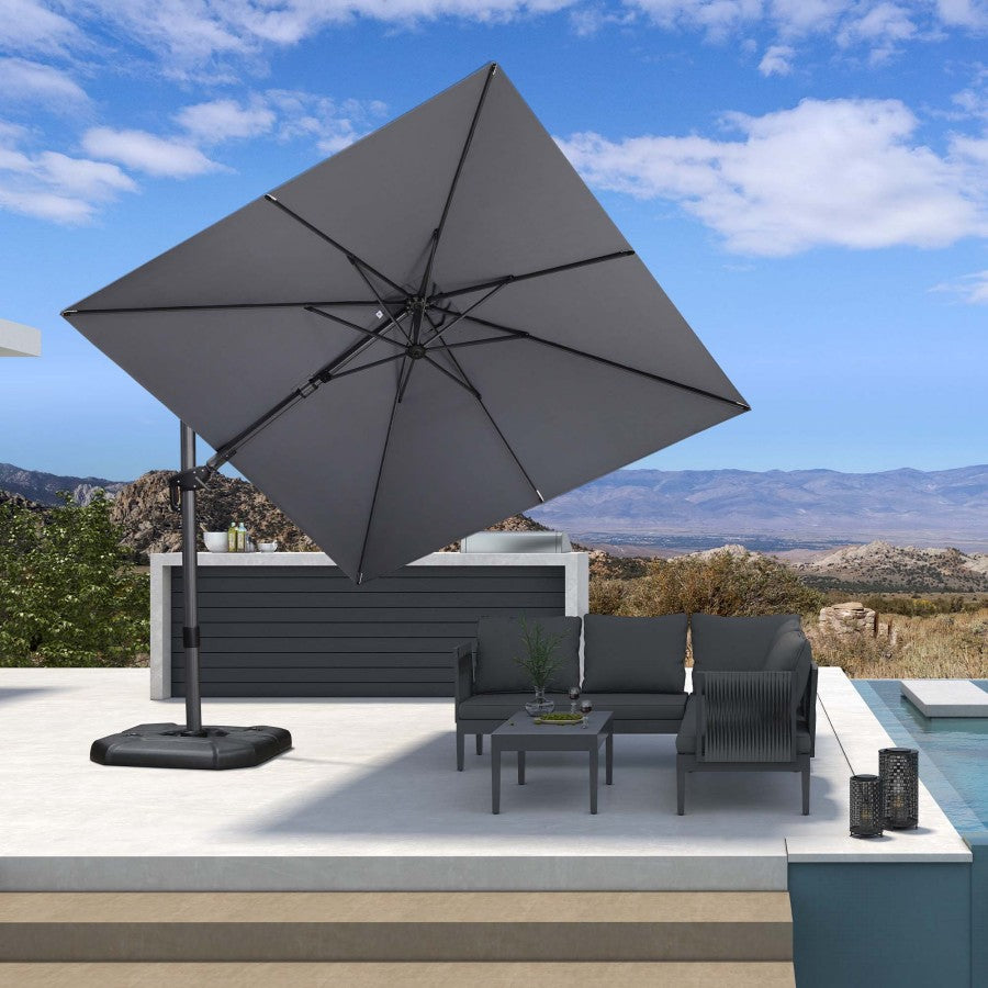 PURPLE LEAF Parasol Déporté Inclinable Gauche Droite Carré, Parasol De Jardin Extérieur avec 5 Positions réglables et Rotation à 360°, Toile Protection UV