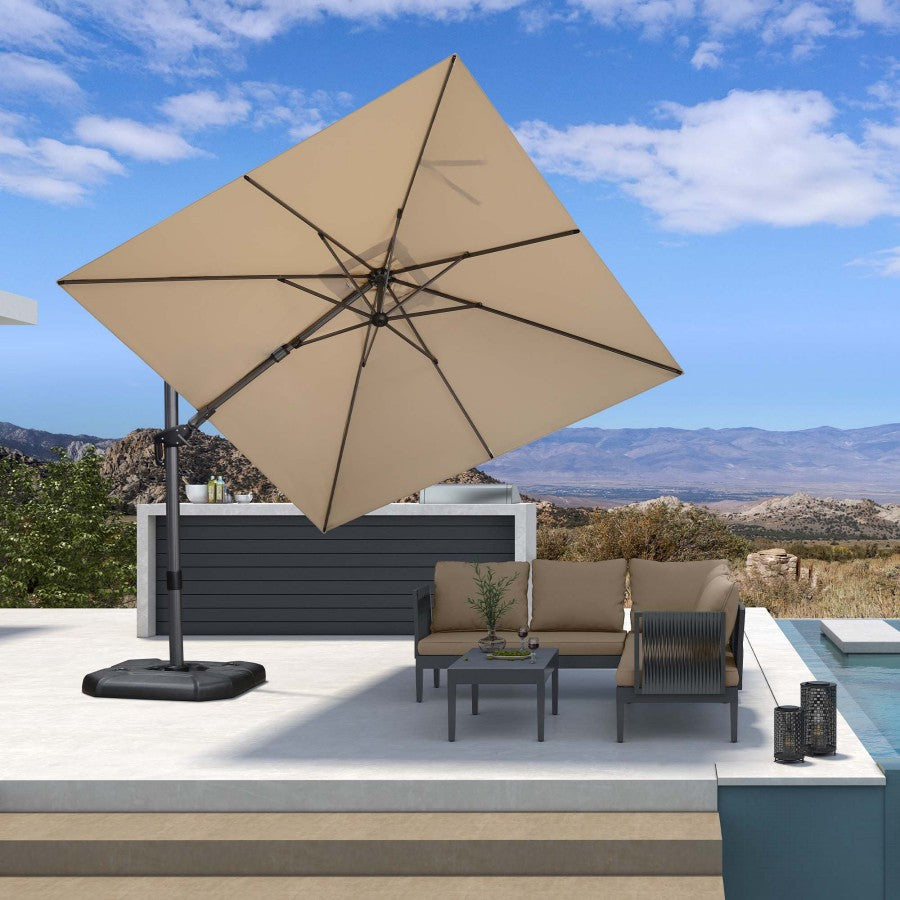 PURPLE LEAF Parasol Déporté Inclinable Gauche Droite Carré, Parasol De Jardin Extérieur avec 5 Positions réglables et Rotation à 360°, Toile Protection UV