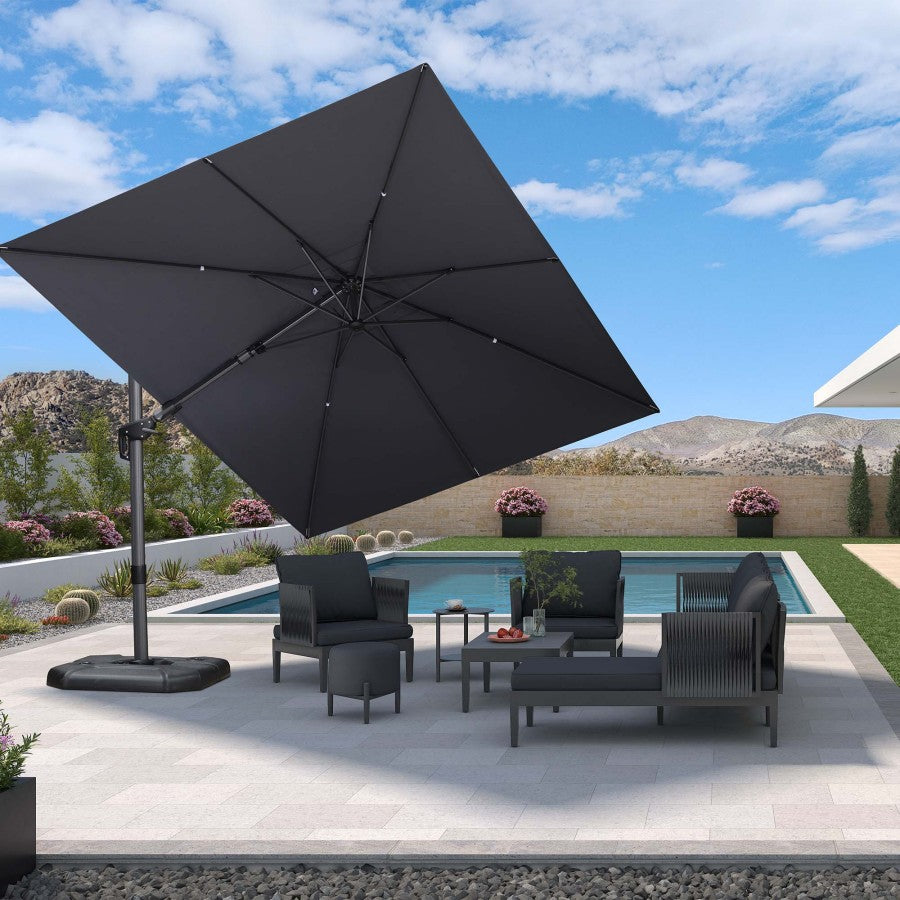 PURPLE LEAF Parasol Déporté Inclinable Gauche Droite Carré, Parasol De Jardin Extérieur avec 5 Positions réglables et Rotation à 360°, Toile Protection UV
