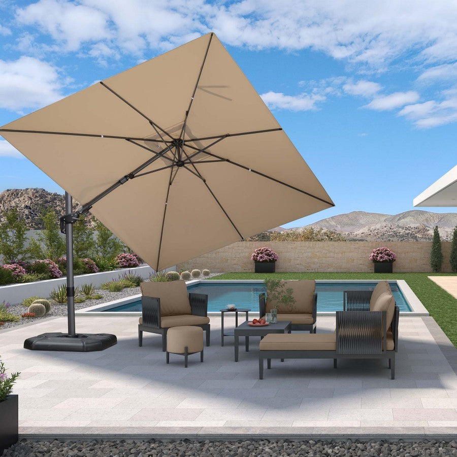 PURPLE LEAF Parasol Déporté Inclinable Gauche Droite Carré, Parasol De Jardin Extérieur avec 5 Positions réglables et Rotation à 360°, Toile Protection UV