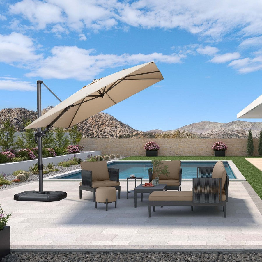 PURPLE LEAF Parasol Déporté Inclinable Gauche Droite Carré, Parasol De Jardin Extérieur avec 5 Positions réglables et Rotation à 360°, Toile Protection UV