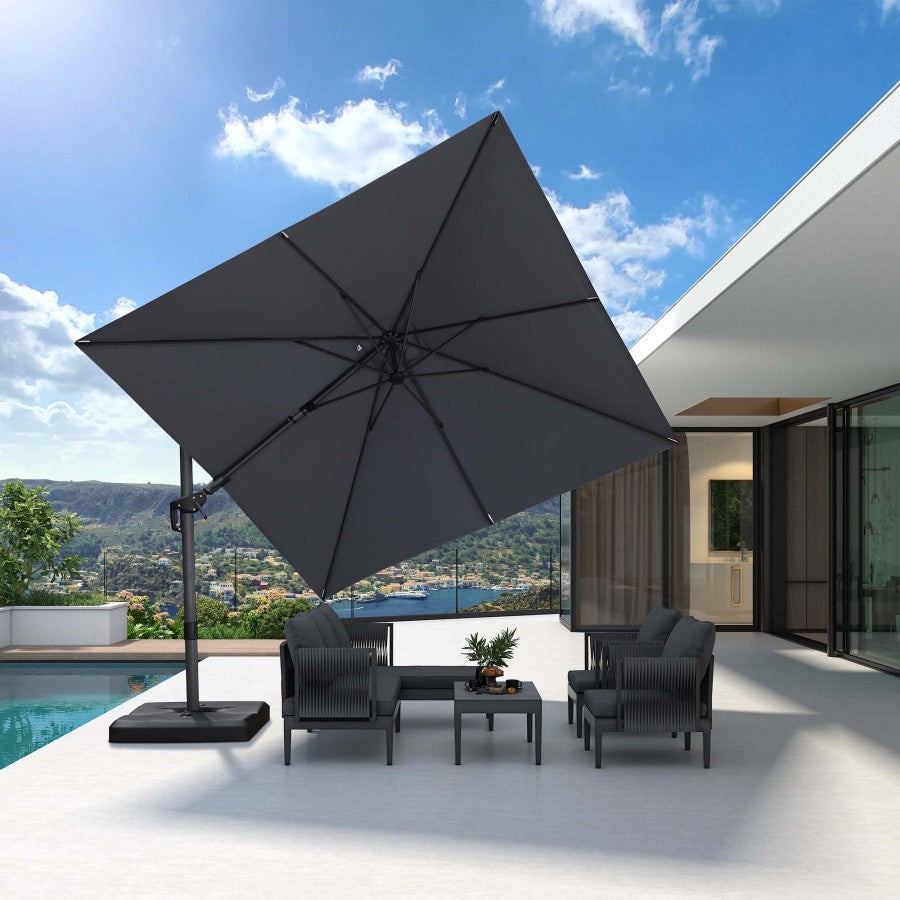 PURPLE LEAF Parasol Déporté Inclinable Gauche Droite Carré, Parasol De Jardin Extérieur avec 5 Positions réglables et Rotation à 360°, Toile Protection UV