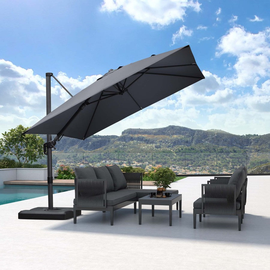 PURPLE LEAF Parasol Déporté Inclinable Gauche Droite Carré, Parasol De Jardin Extérieur avec 5 Positions réglables et Rotation à 360°, Toile Protection UV