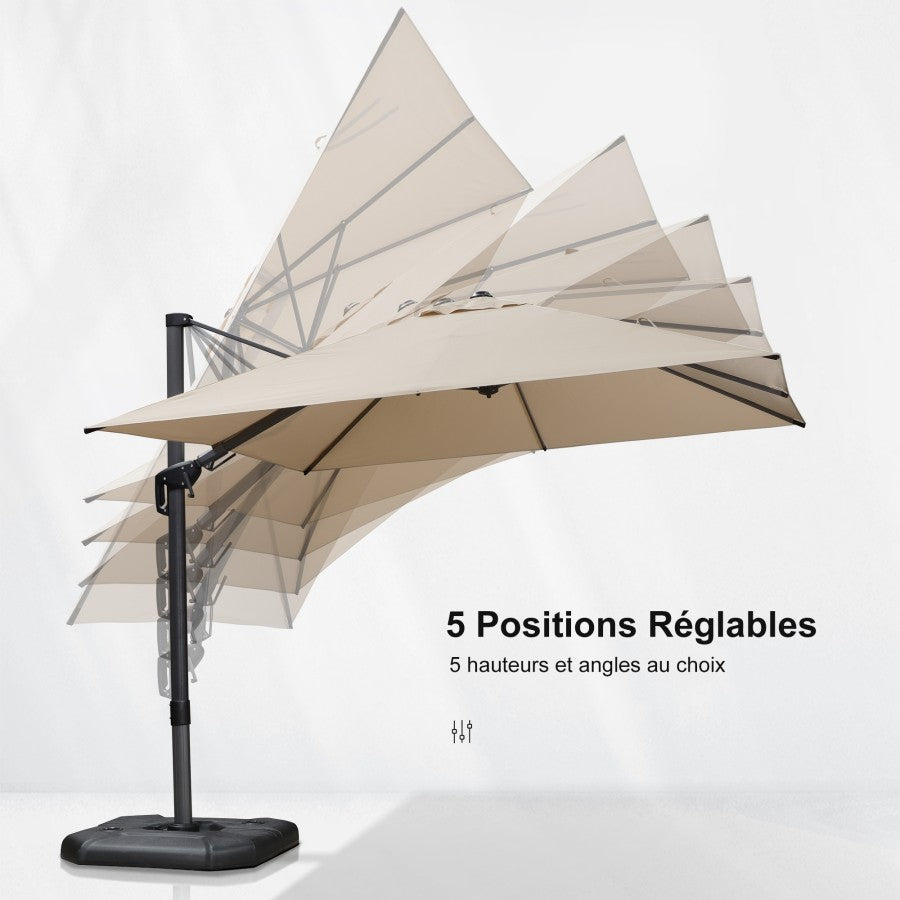 PURPLE LEAF Parasol Déporté Inclinable Gauche Droite Carré, Parasol De Jardin Extérieur avec 5 Positions réglables et Rotation à 360°, Toile Protection UV