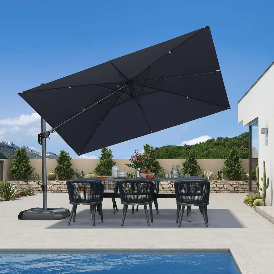 PURPLE LEAF Parasol Déporté Inclinable Gauche Droite Carré, Parasol De Jardin Extérieur avec 5 Positions réglables et Rotation à 360°, Toile Protection UV