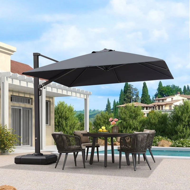 PURPLE LEAF Parasol Déporté Mégagrand Ultra-lourd Carré avec socle