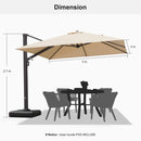 PURPLE LEAF Parasol Déporté Mégagrand Ultra-lourd Carré avec socle