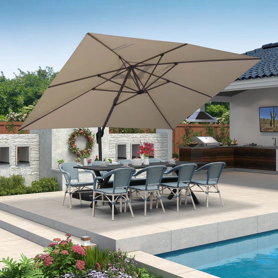 PURPLE LEAF Parasol De Jardin Exterieur Parasol Déporté Rotatif 360°, Parasol Excentré Inclinable, Parasol Suspendu Balcon