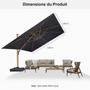 PURPLE LEAF Parasol Déporté Mégagrand à Motif Bois Carré Rectangle avec socle