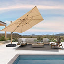 PURPLE LEAF Parasol Déporté Mégagrand à Motif Bois Carré Rectangle avec socle