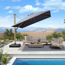 PURPLE LEAF Parasol Déporté Mégagrand à Motif Bois Carré Rectangle avec socle