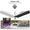 PURPLE LEAF Parasol Déporté Mégagrand à Motif Bois Carré Rectangle avec socle