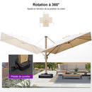 PURPLE LEAF Parasol Déporté Mégagrand à Motif Bois Carré Rectangle avec socle