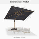 PURPLE LEAF Parasol Déporté Mégagrand à Motif Bois Carré Rectangle avec socle