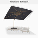 PURPLE LEAF Parasol Déporté Mégagrand à Motif Bois Carré Rectangle avec socle