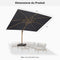 PURPLE LEAF Parasol Déporté Mégagrand à Motif Bois Carré Rectangle avec socle