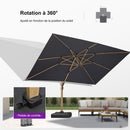 PURPLE LEAF Parasol Déporté Mégagrand à Motif Bois Carré Rectangle avec socle