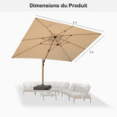 PURPLE LEAF Parasol Déporté Mégagrand à Motif Bois Carré Rectangle avec socle