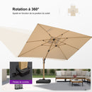 PURPLE LEAF Parasol Déporté Mégagrand à Motif Bois Carré Rectangle avec socle