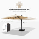 PURPLE LEAF Parasol Déporté Mégagrand Ultra-lourd Rectangulaire avec socle
