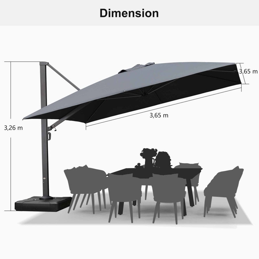 PURPLE LEAF Parasol Déporté Mégagrand Ultra-lourd Carré avec socle