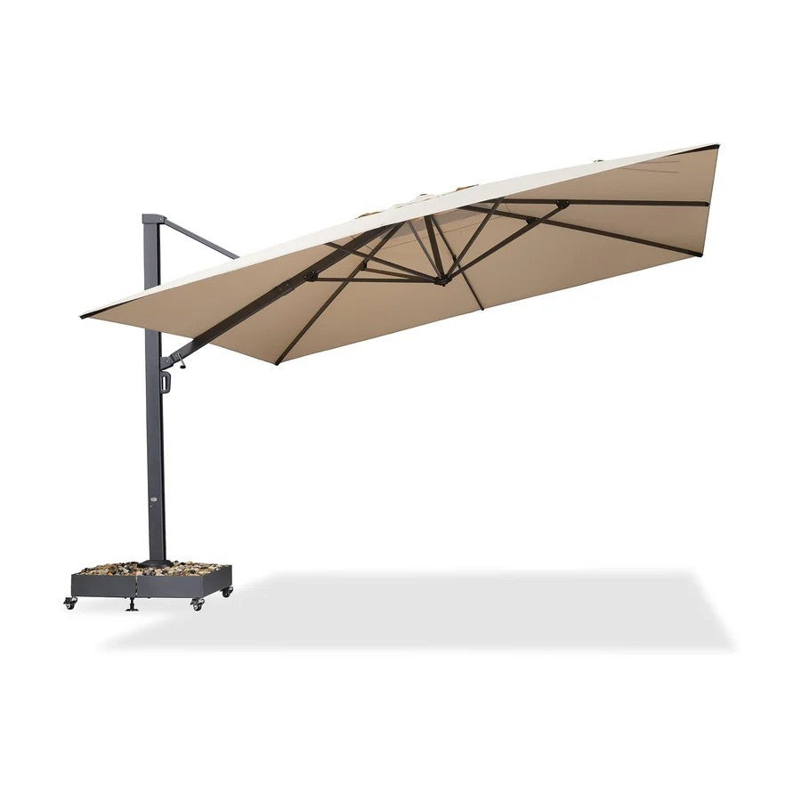 PURPLE LEAF Parasol Déporté Mégagrand Ultra-lourd à Manivelle avec Mât Ultra-Renforcé Parasol d'Extérieur de Jardin Carré