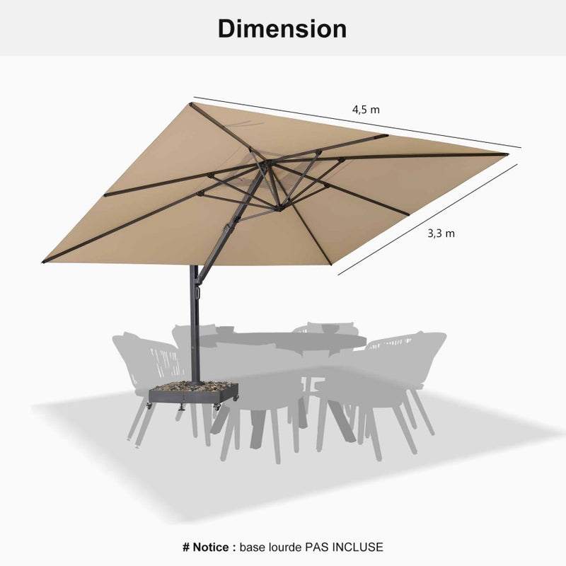 PURPLE LEAF Parasol Déporté Mégagrand Ultra-lourd Rectangulaire avec socle