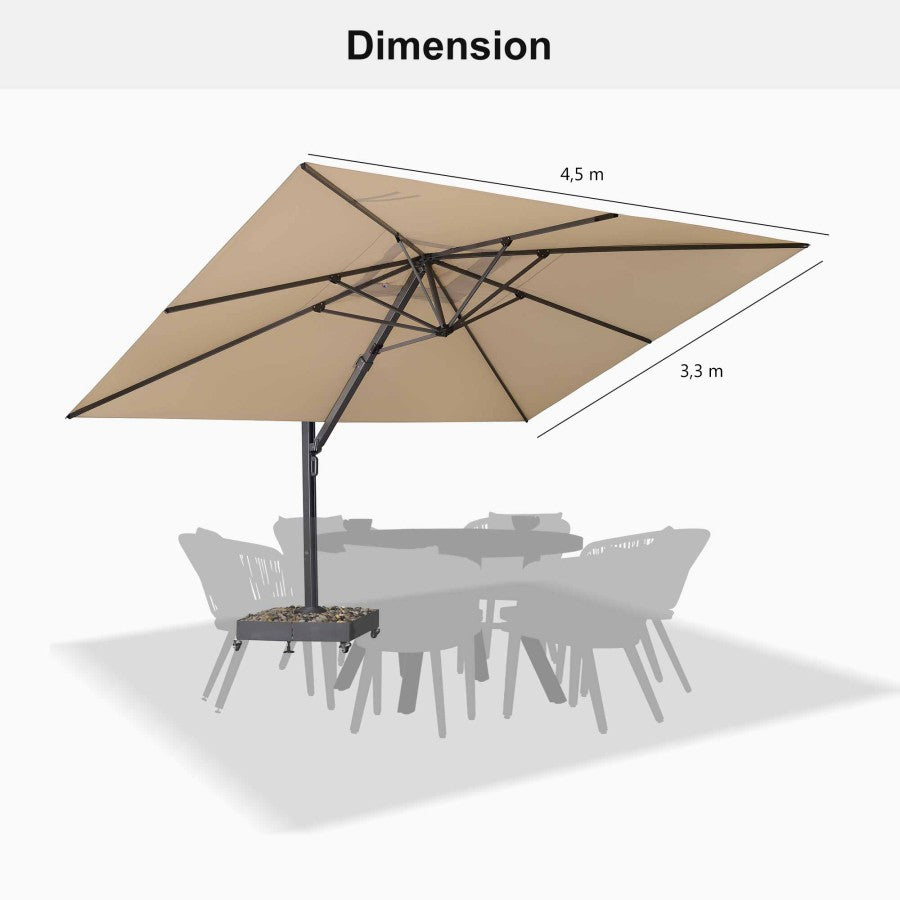PURPLE LEAF Parasol Déporté Mégagrand Ultra-lourd Carré avec socle