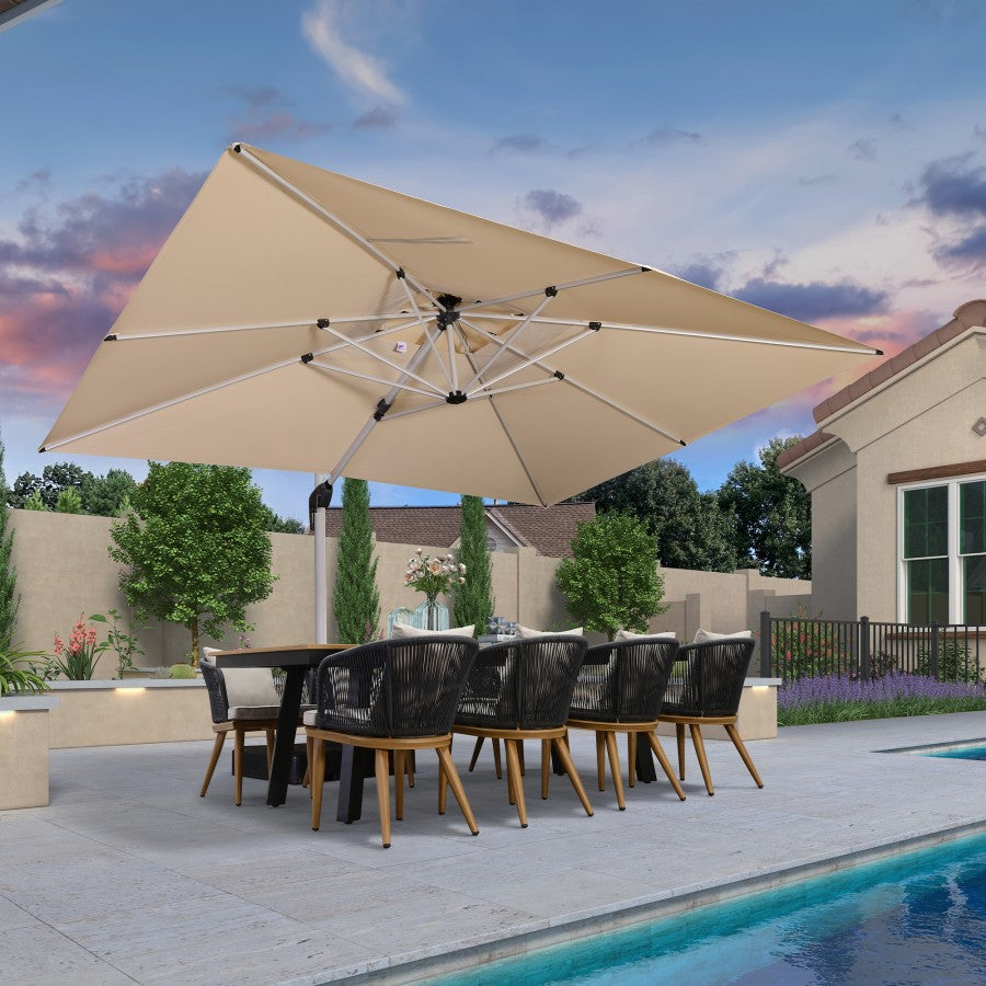 Parasol déporté robuste de terrasse pour jardin aluminium rectangulaire 3x4m
