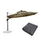 PURPLE LEAF Parasol Déporté avec LED Solaire de Jardin à Double Toit Rond avec socle
