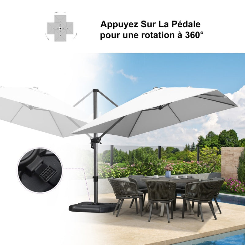 PURPLE LEAF Parasol De Jardin Exterieur Parasol Déporté Rotatif 360°, Parasol Excentré Inclinable, Parasol Suspendu Balcon