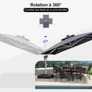 PURPLE LEAF Parasol De Jardin Extérieur avec LED Parasol Déporté Toit à Double Rotatif 360° Parasol Excentré Inclinable Parasol Terrasse Extérieur