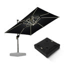 PURPLE LEAF Parasol Déporté avec LED Solaire de Jardin à Double Toit Carré avec socle
