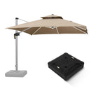 PURPLE LEAF Parasol Déporté avec LED Solaire de Jardin à Double Toit Carré avec socle