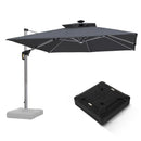 PURPLE LEAF Parasol Déporté avec LED Solaire de Jardin à Double Toit Carré avec socle