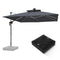 PURPLE LEAF Parasol Déporté avec LED Solaire de Jardin à Double Toit Carré avec socle